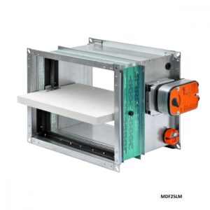 serranda tagliafuoco quadrangolare con servomotore