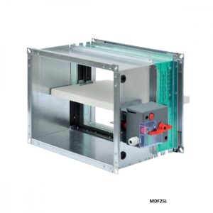 serranda tagliafuoco quadrangolare con attenuatore meccanico